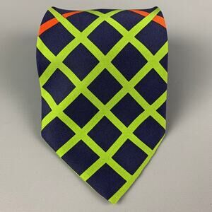 GENE MEYER Navy Multi-Color Rhombus Silk Tie